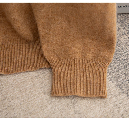 Men 100% Merino Wool Sweater Turtleneck Knitted Pullover Cashmere Warm Solid Color Clothes Business Bottoming Tops Autumn Winter