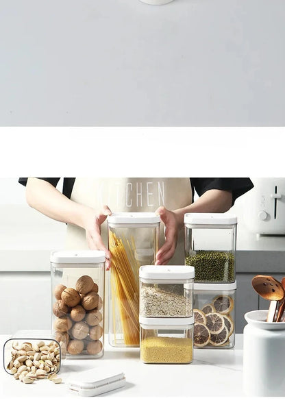 Kitchen Storage Plastic Storage Jar Clear Food Grade Airtight Seal for Kitchen Snacks Cereals Beans Kitchen Storage Organizer