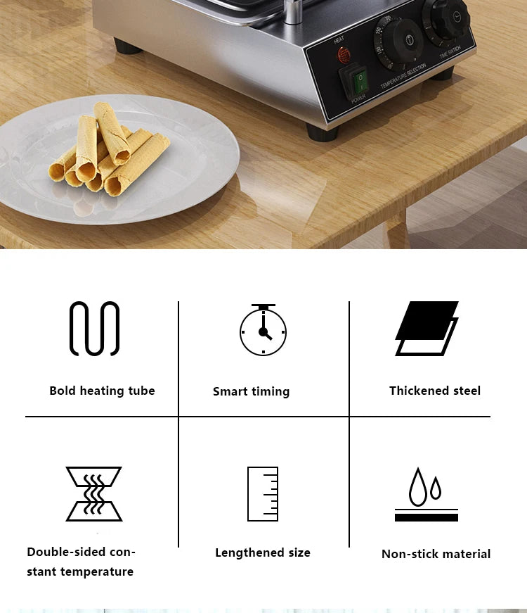 Household 220v NS-10 Ice Cream Egg Pastry Machine Crispy Egg Roll Machine Baked Waffle Cake Baking Pan Crispy Machine Baking Too.