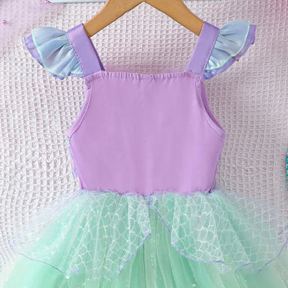 Mädchen Prinzessin Kleider Meerjungfrau Motto Party Sling Mesh Rock Pailletten Leistung Kostüm Geburtstag Kinder Kleidung Perle Säuglings Kleid.