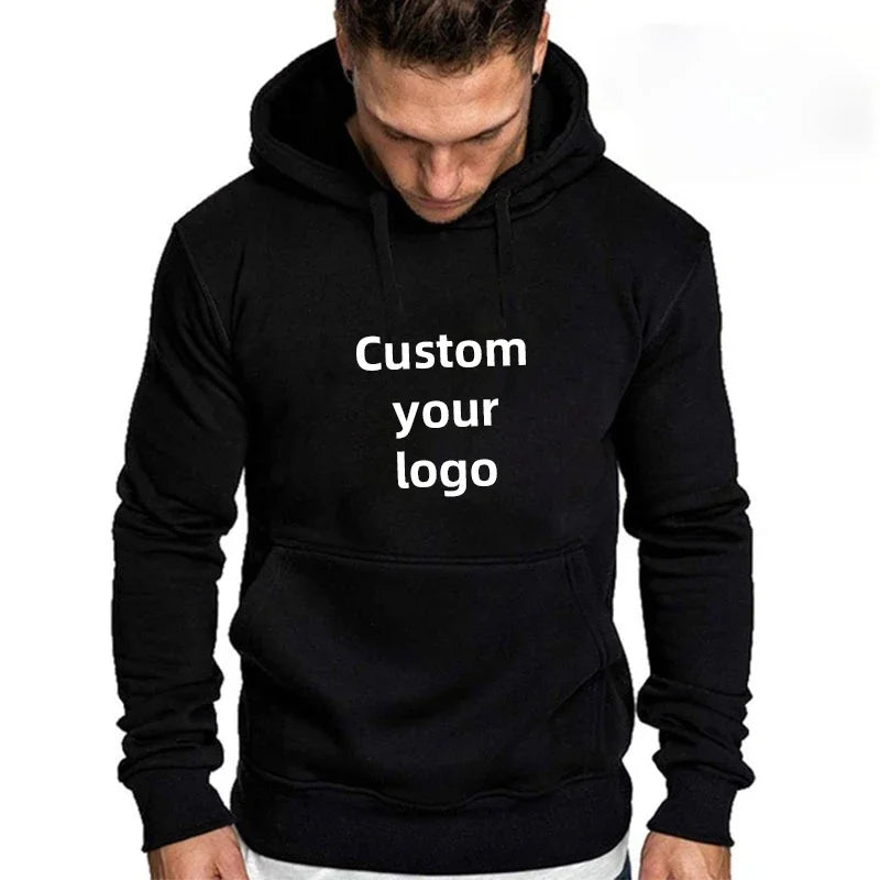 Customized hooded shirt for men and women, featuring photos and logos of your design. High end gifts in EU sizes.
