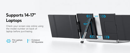 Dopesplay 14.1inch Laptops Screen Extender Triple Dual FHD 1200P IPS Portable Monitors For Windows Macbook Chrome 13.3-17.3 inch.