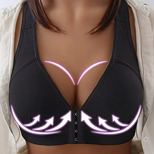 Push Up Front Button Bra without Steel Ring Women's Bra Front Open Full Support Bralette Lift Up Brassiere Shockproof Underwear.
