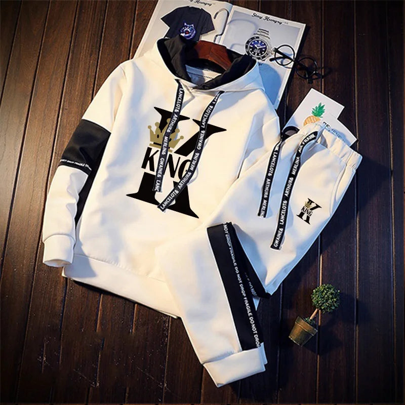 Outdoor Quality Autumn Winter Simple Daily Men's Tracksuit Casual Sports Hooded Single Sweatshirts And Sweatpant Comfort Jogging.