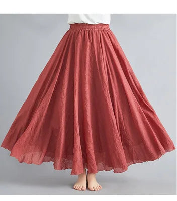 Fashion Cotton Linen Clothes Women Skirts Maxi Y2k Elegant Streetwear Saia Ropa Mujer Casual Vestido Long Skirt Faldas Harajuku.