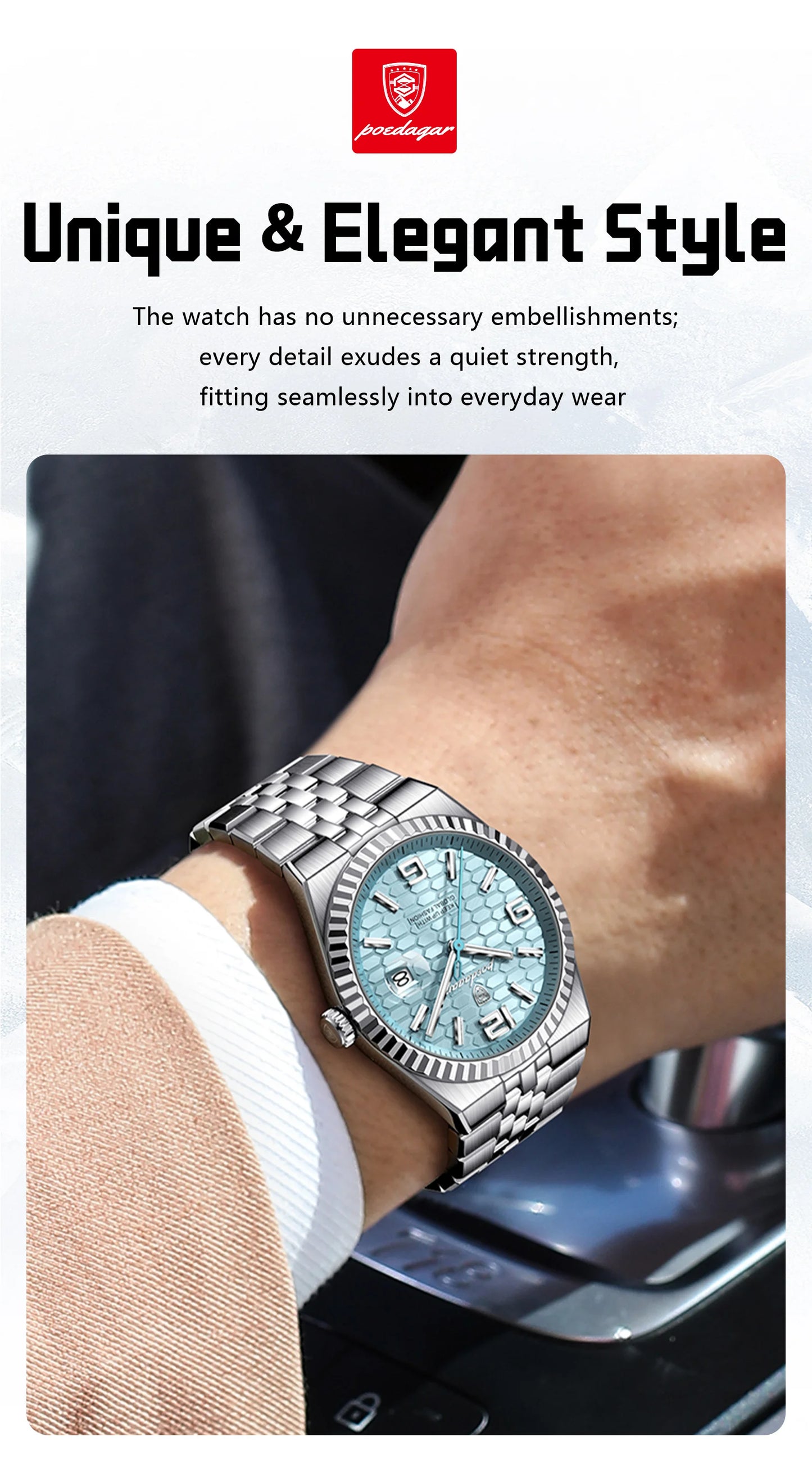 POEDAGAR High Quality Original Men Clock Waterproof Luminous Date Luxury Man Watch Stainless Steel Quartz Men's Watches Male+Box.