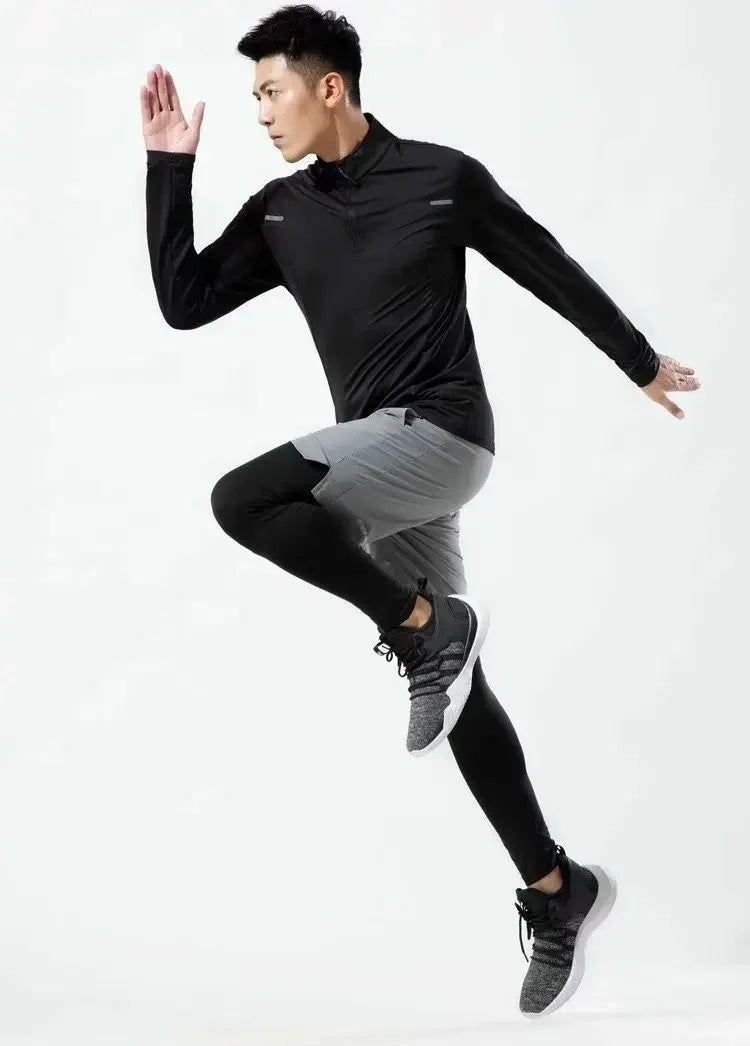 Zweiteilige Illusion Herren-Sporthose, schnell trocknend, elastisch, Basketball-Trainingshose, Sommer, dünn, Fitness, Laufen, Freizeithose.