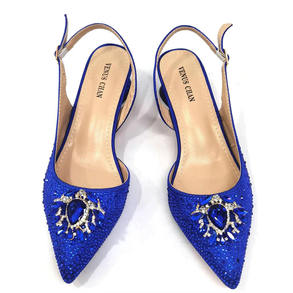 Sandals Woman Summer 2024 Hot Selling Design Pointed Toe Thin Heels Mature Ladies Shoes Matching Bag Set in Red Color