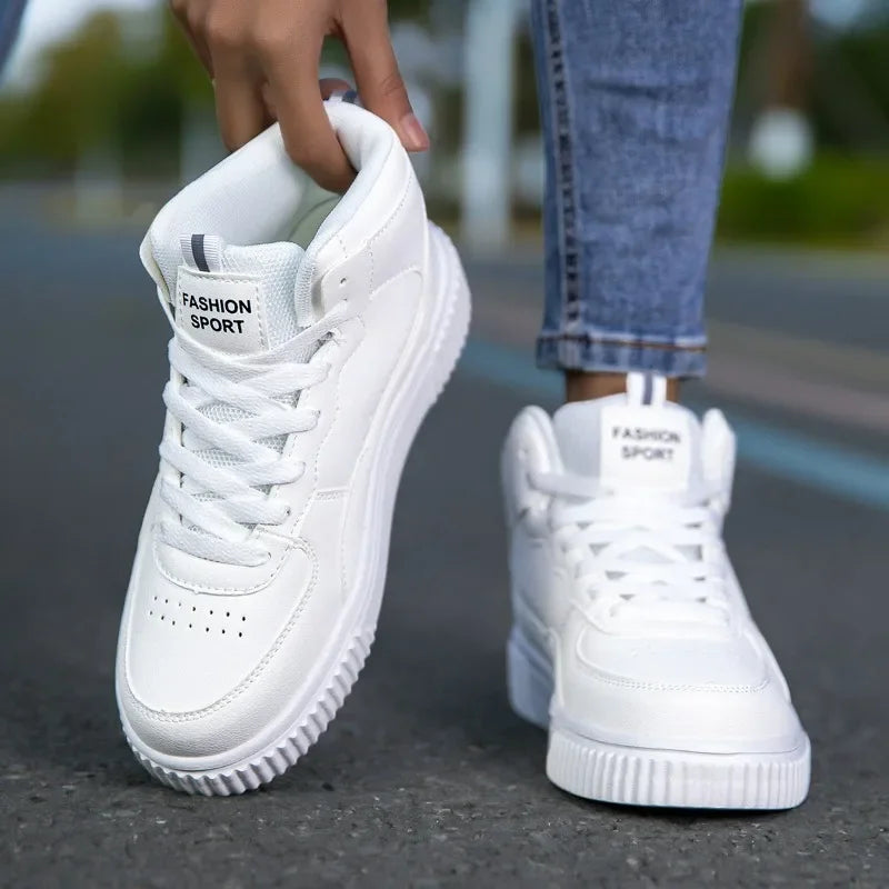 YRZL High Top Sneakers Unisex Waterproof Pu Leather Lightweight Sports Shoes Wear Resistant Tennis Shoes for Men Women.