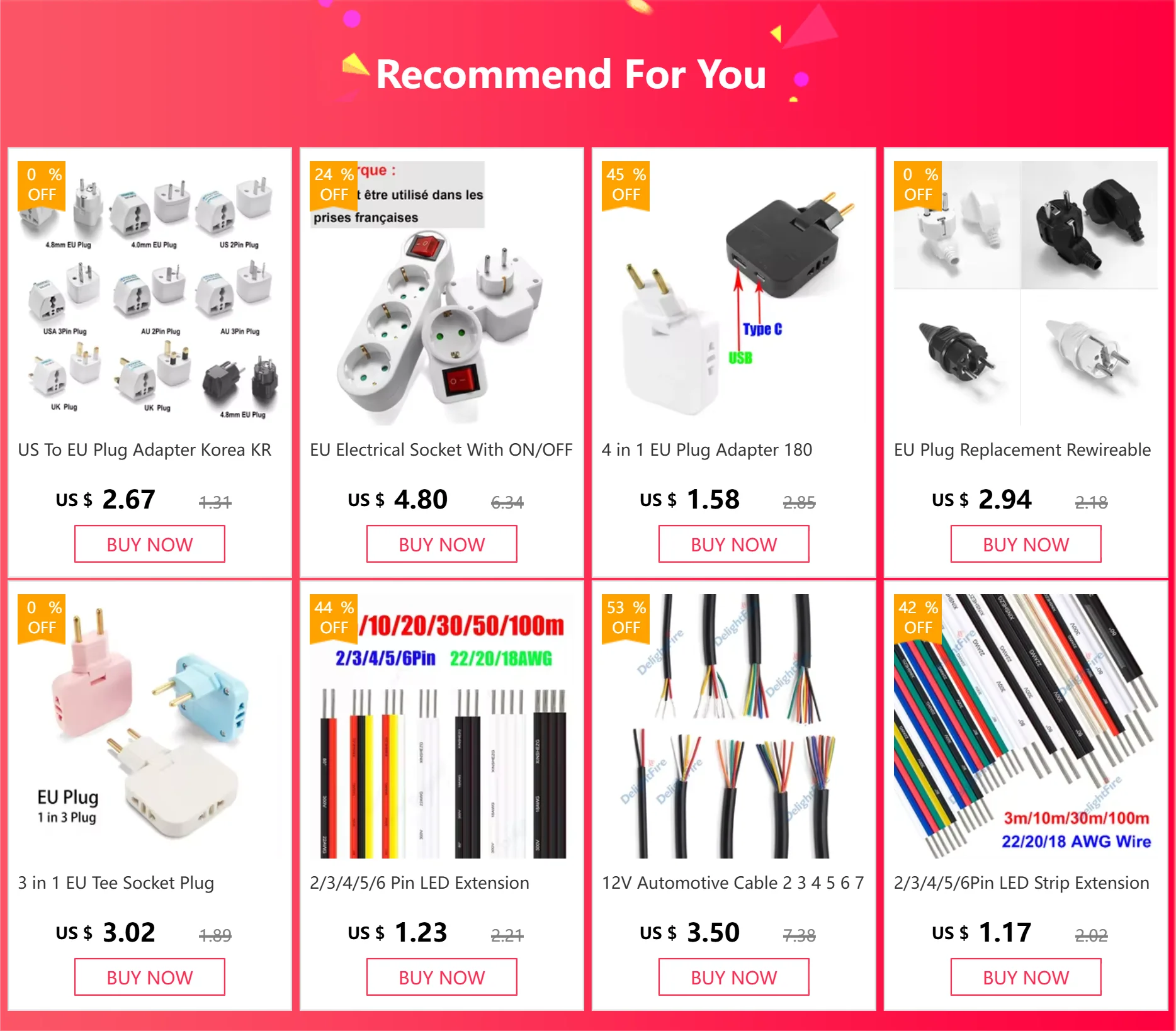 EU-Steckdose mit EIN/AUS-Schalter, 2-polig, 4,8 mm, europäischer Standard-Adapter, Erweiterungssteckdose, Stromverlängerungsstecker-Konverter.