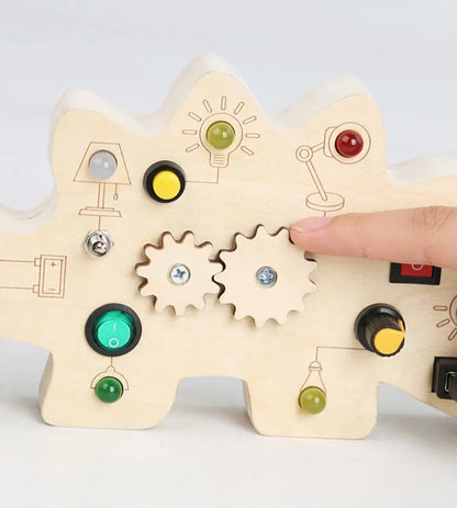Montessori Busy Board Sensory Toys Wooden With LED Light Switch Control Board Travel Activities Children Games For 2-4 Years Old.