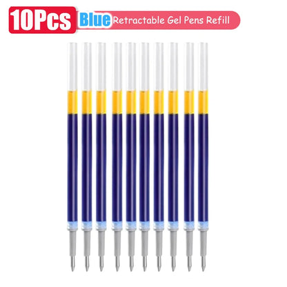 1–63 Stück einziehbares Gelschreiber-Set, Kugelschreiber mit schwarzer/roter/blauer Tinte zum Schreiben, 0,5 mm Nachfüllungen, Bürozubehör, Schulbedarf, Schreibwaren