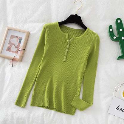 2026 weibliche Casual Tops Pullover Frauen Herbst Winter Gestrickte Dünne Pullover Feste Taste Volle Hülse V-ausschnitt Pullover