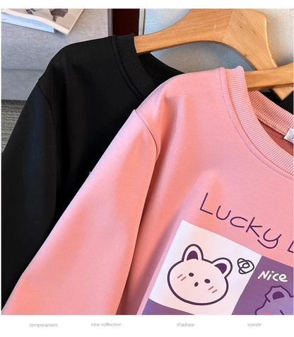 170kg plus size Damen büste Herbst Winter lose Rundhals ausschnitt Bär Sweatshirt Langarm lässig Top 6xl 7xl 8xl 9xl 10xl 11xl.