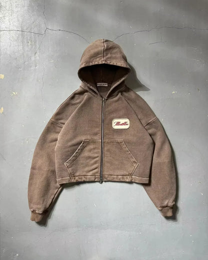 Y2K Fashion New Letter Embroidery Patch Loose Hooded Sweater Women Street Vintage Hip Hop Harajuku Leisure Couple Sports Hoodies.