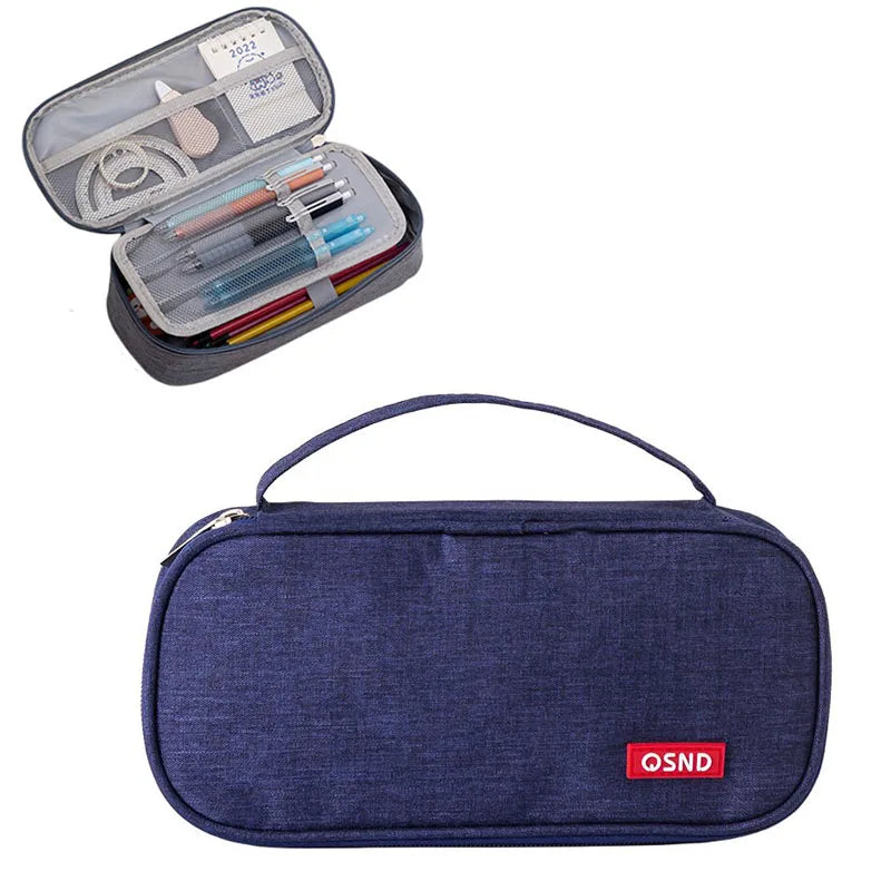 Stift-Aufbewahrungstasche, Federmäppchen, 2-lagig, große Kapazität, Kosmetik, hochwertiges Lernzubehör, einfache Schreibwarenboxen für Studenten