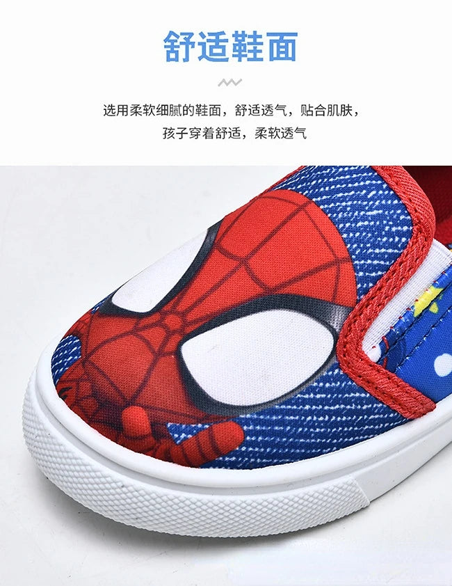 Disney Children's Casual Shoes Cartoon Fashion Blue Canvas Shoes Flats Spring Autumn Comfortable Shoes Size 25-29.