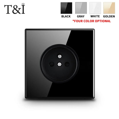 Schaltsteckdose aus gehärtetem Glas, selbstrückstellend, 1 2 3 4 Gang, Wandpaneel nach europäischem Standard nach britischem Standard mit Kontrollleuchte, 86 x 86 mm.