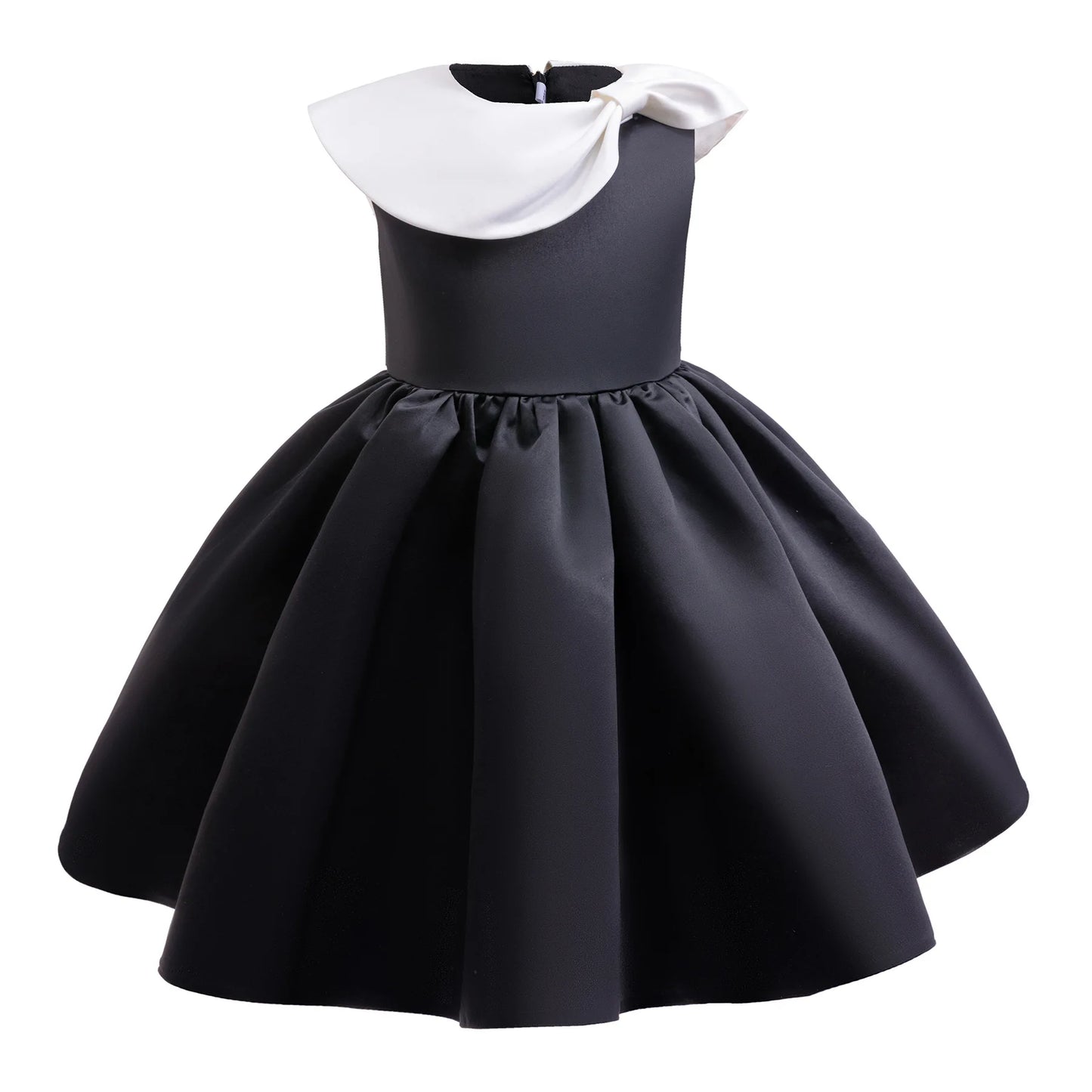 Kinder Kleider für Mädchen Vintage Schwarz Satin Prinzessin Kleid für Kinder Konzert Performance Hochzeit Geburtstag Zeremonie Abendkleid.