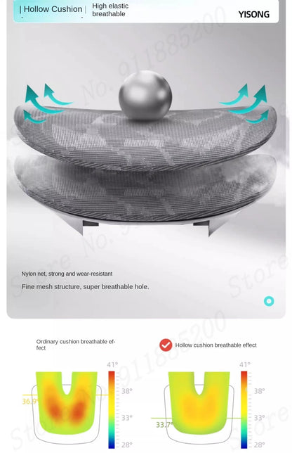 Ergonomischer Computerstuhl, Heimbüro, Lordosenstütze, Gaming-Stuhl, Liegestuhl aus Latex, atmungsaktives Mesh, 4D-verstellbare Armlehne