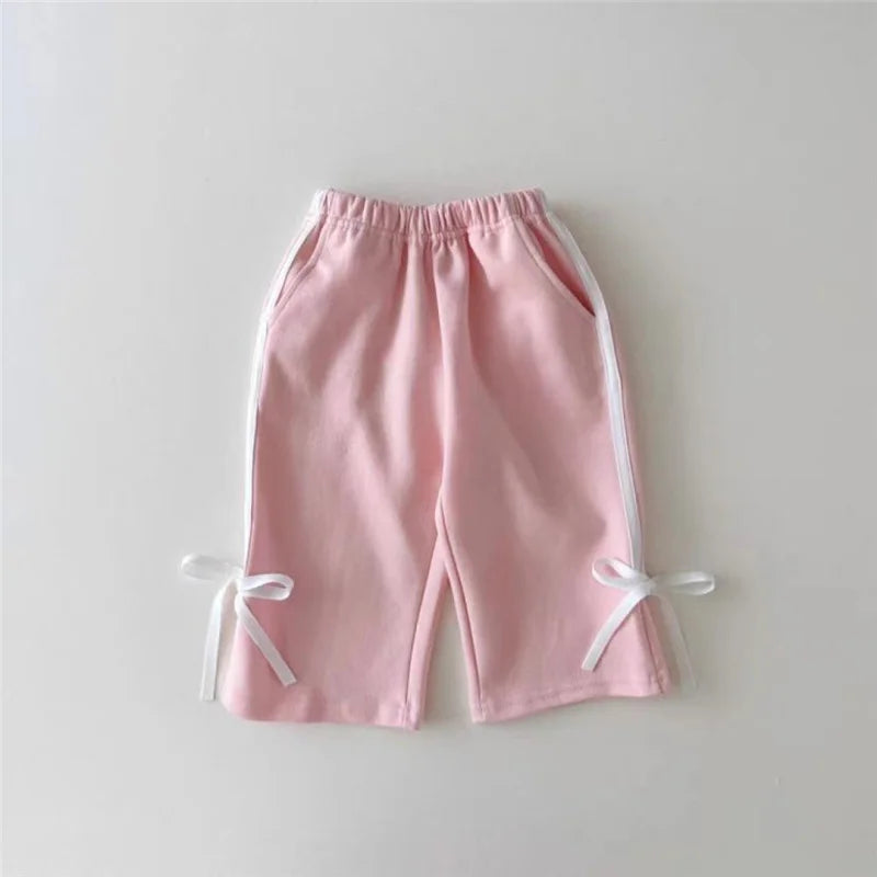 2024 Spring New Kids Clothing Sets Children Long Sleeve Suits Baby Girls Bow Sweatshirt+Pants 2Pcs Toddler Versatile Outfits.