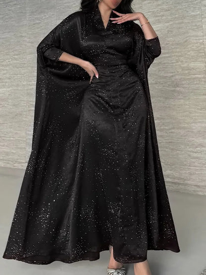 Women Ramadan Eid Arabic Dubai Abaya Luxury Muslim Fashion Hot Beading Long Dress Kaftan Robe Femme Islam Prayer Clothing Kebaya.