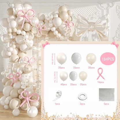 184-teiliges perlweißes Ballon-Girlandenbogen-Set, geeignet für Hochzeit, Braut, Geburtstag, Verlobung, Junggesellenabschied, Dekoration.