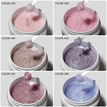 MSHARE 50g/250g Shimmer Pink White Acrylic Gel TPO Free Glitter Shiny Extension Acryl Hard Gel Nails Sculpting Construction.