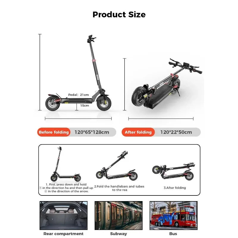 ISCOOTER IX4 Electric scooter 800W motor 48V15AH lithium battery, 10-inch off-road tires, adult foldable electric scooters.