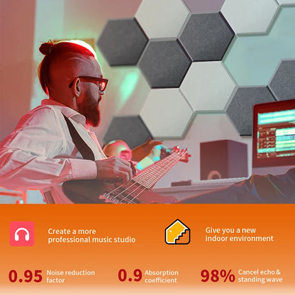 TOUO High Density Acoustic Panel 12pcs Soundproofing Panels Studio Acoustic Treatment Wall Sound Absorbing Bedroom Decoration