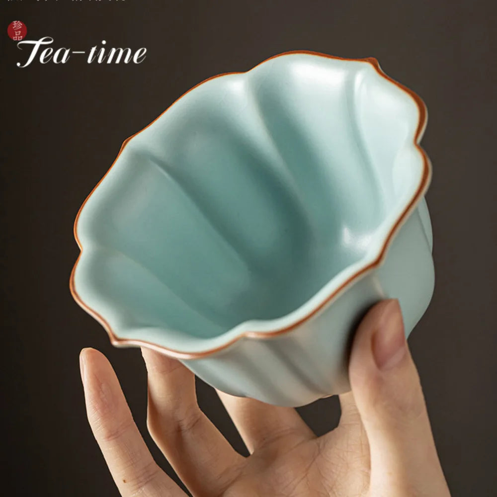 155ml Imitation Song Dynasty Azure Ru Kiln Gaiwan Porcelain Bowl Tea Bowl Tea Tureen Tea Brewing Cover Bowl Chinese Tea Set Gift.