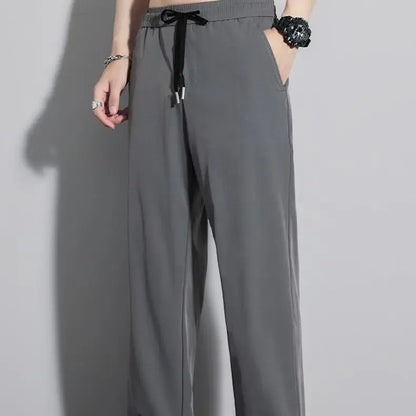 Herren-Freizeithose mit lockerer Passform, ultradünn, vielseitig, gerades Bein, sportlich, drapiert, Eisseidenhose, Sommer, leicht.