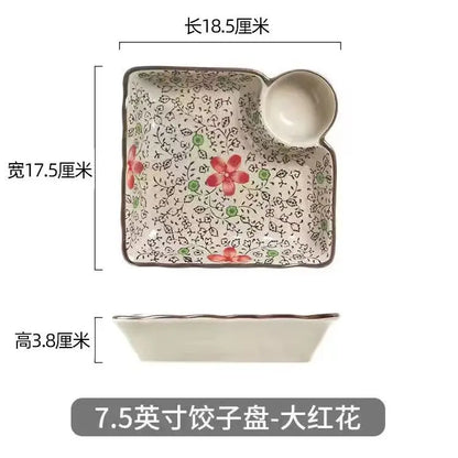 8/10Inch French Vintage Rose Ceramic Plate European Style Dinner Dishe Plates Salad Dessert Dinner Dish Household Art Tableware
