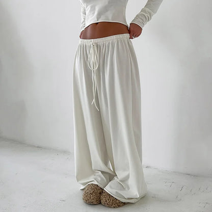 Blifanbo Casual Long Sleeve Crop Top Loose Long Pants 2 Pieces Set Women Autumn Slim Fashion Top And Long Pant Set Streetwear.