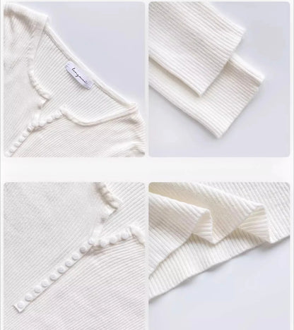 2025 frauen Solide Strick Pullover Herbst Winter Pullover V-ausschnitt Taste Langarm Schlank Pullover Koreanische Casual Basis Schicht Y2k.