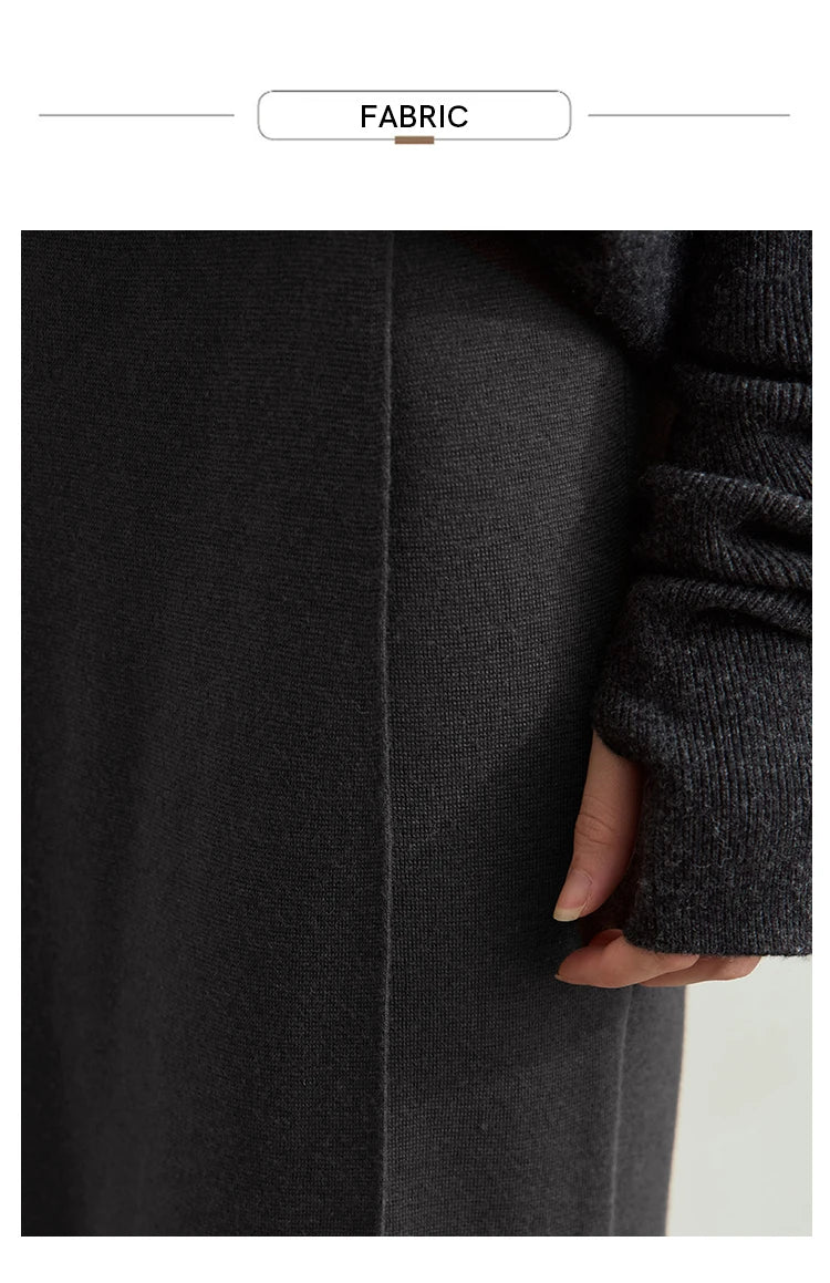 AMII Minimalist Elegant Basics Knitted Skirts for Women 2024 Winter New Elastic Waist Straight Lady Commuter Long Skirt 12443250.