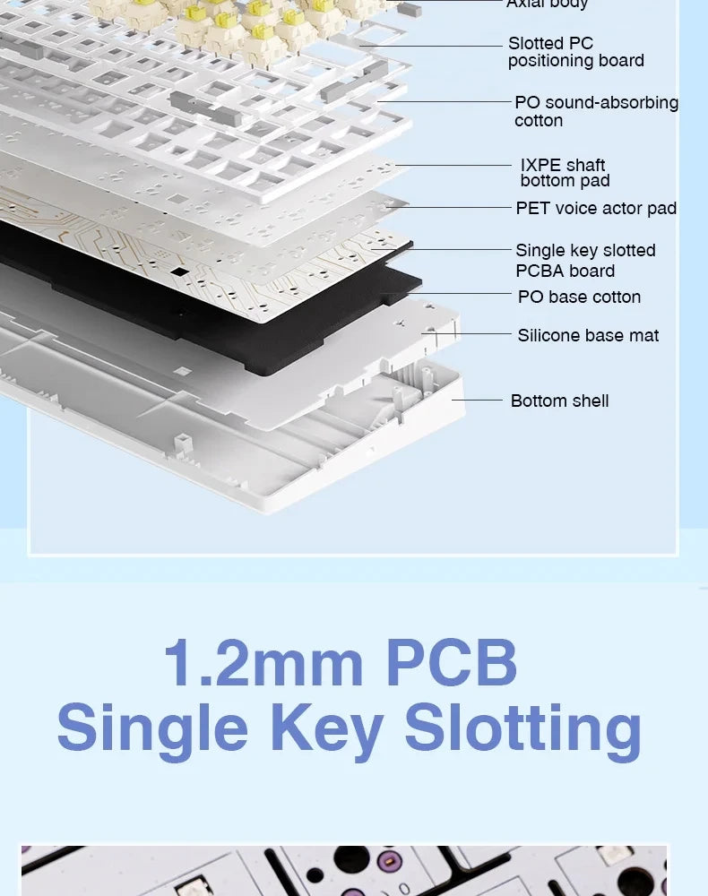AULA F75 2.4G Wireless/Bluetooth/Wired Gaming Mechanical Keyboard RGB Customized 75% Layout OEM Profile Gasket Structure.