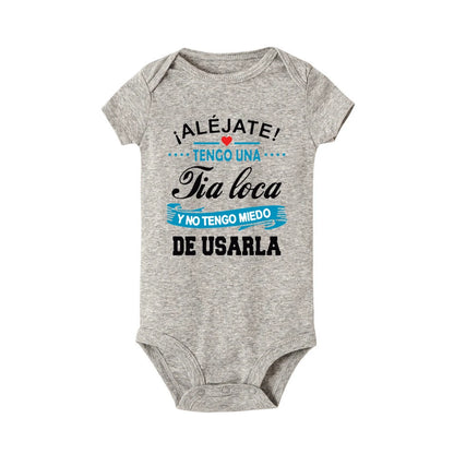 Bleiben Sie weg, ich habe eine verrückte Tante, ich habe keine Angst vor ihr Baby-Strampler, lustiger Säuglings-Body, kurzärmelige Overall-Outfits für Neugeborene.