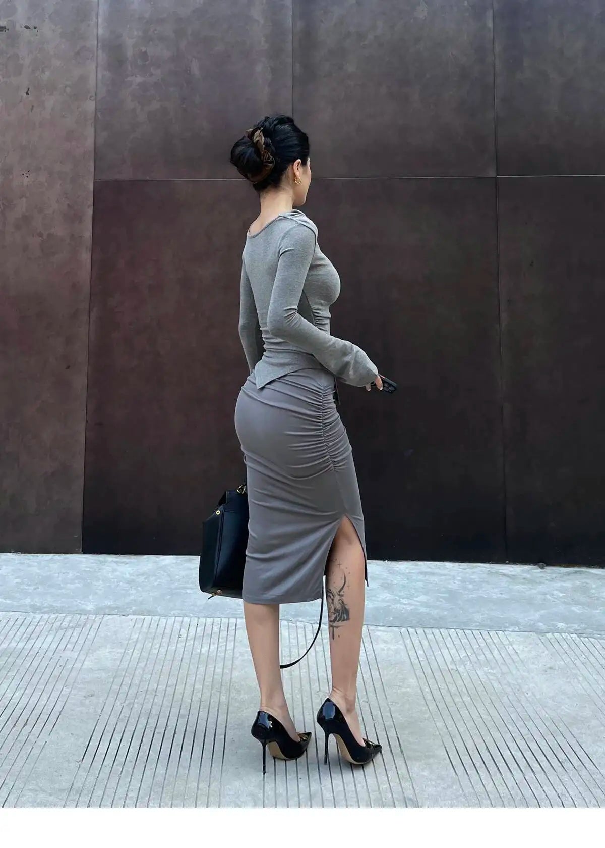 New Spicy Girl One Shoulder Trumpet Long Sleeve T-shirt Female Autumn Slim Sweet Fashion Korean Women Tees Sweet 2025 New 91NV