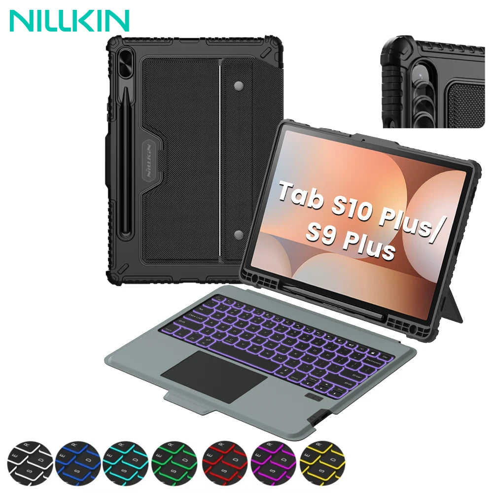 NILLKIN Magic Keyboard For Samsung Galaxy Tab S10 FE+ Case Backlight Keyboard For Samsung S10/S9 Plus Case With Len Protection.