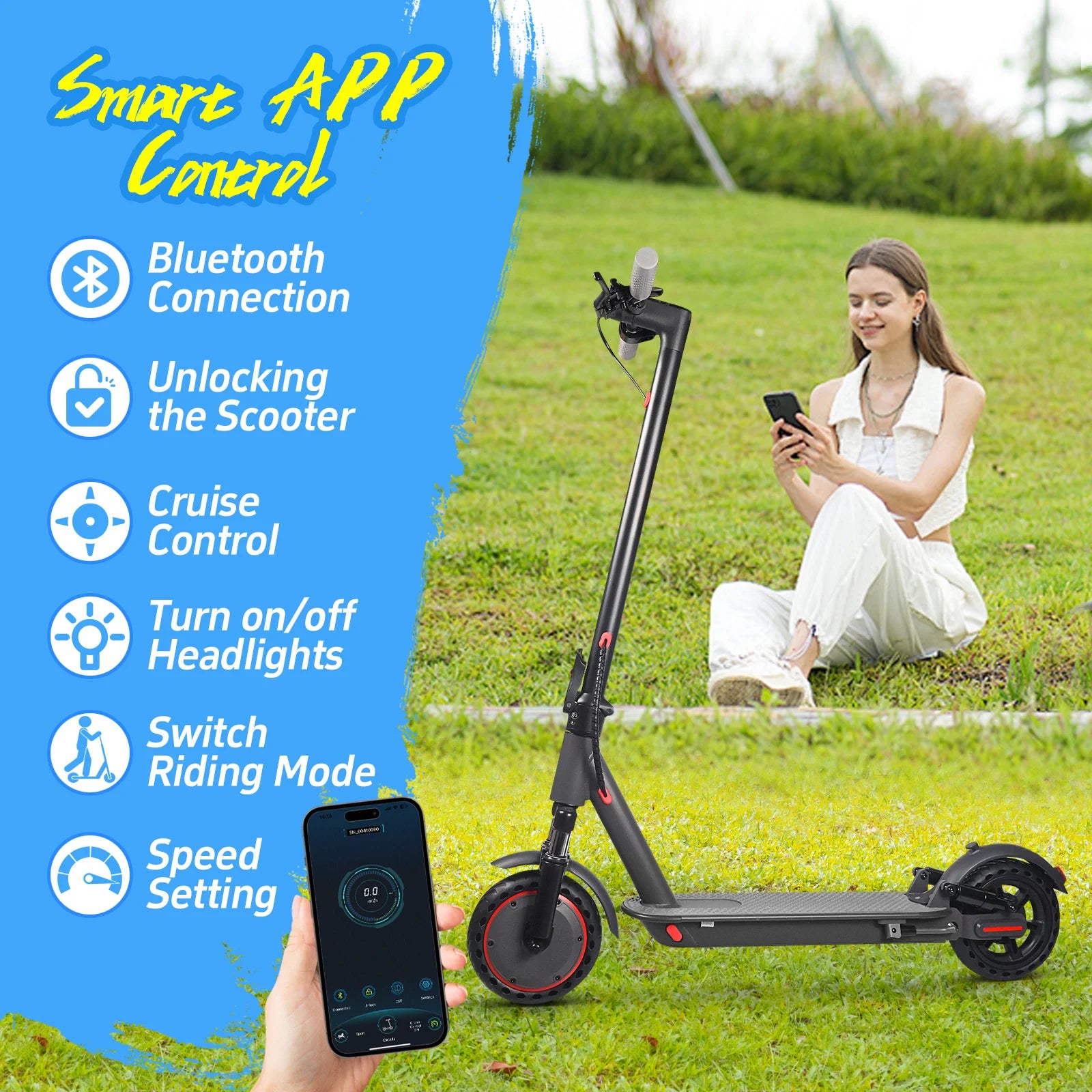 ATSANT TS07 Electric Scooter 600W 36V 10.5ah 31KM/H 35KM Long Range 8.5Inch Tyres with Shock Absorption Turn Signal Escooter.