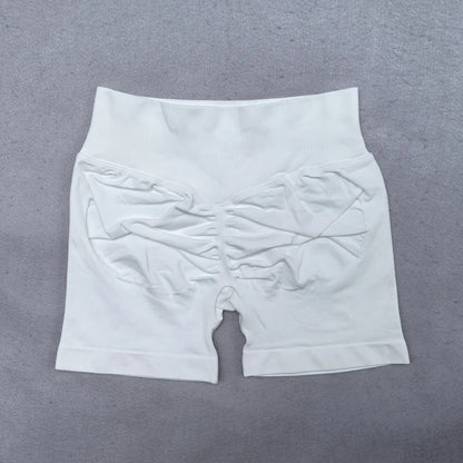 Gym Shorts Women Fitness Sports Biker Shorts 4.5" Low Ribbed Band Yoga Shorts Workout Scrunch Butt Seamless Leggings.