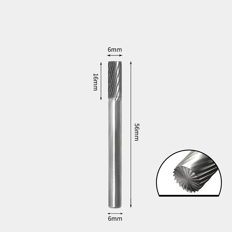 Hartmetallfräser, Wolframstahl-Schleifkopf, zylindrisch 6 mm, AE AX AX Metallfräser