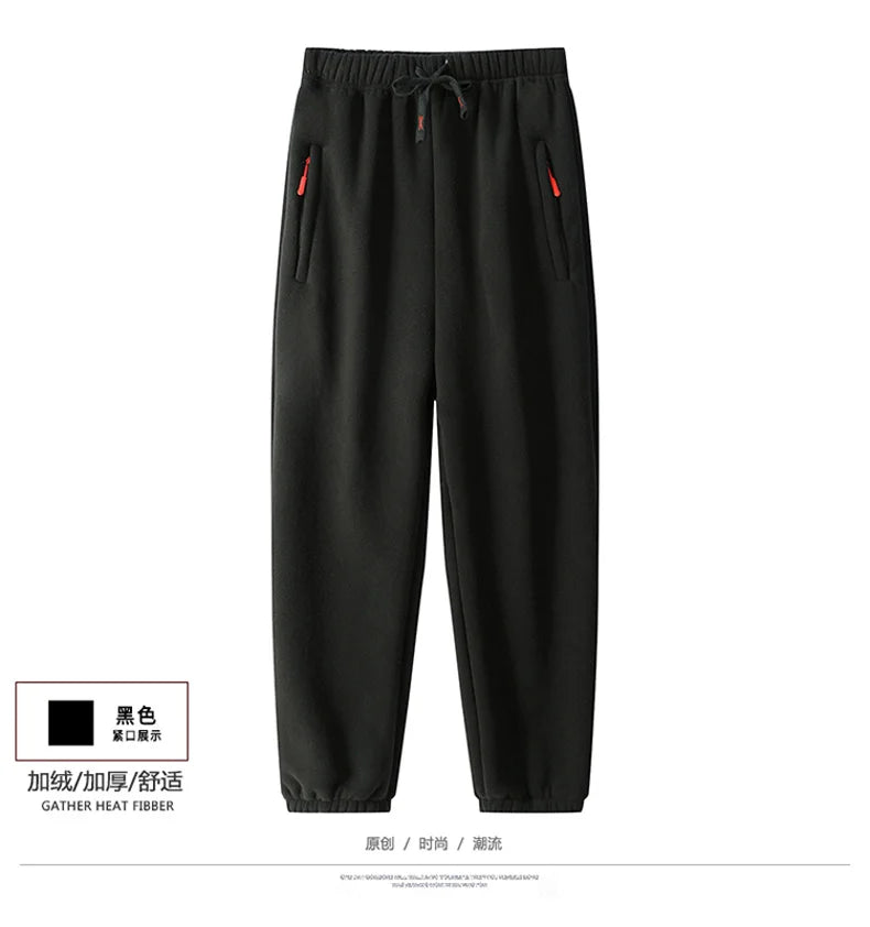 8XL Men's Down Pants Plus Size Winter Plus Velvet Thick Loose Cotton Pants Big Size Solid Color Warm Lamb Down Casual Sweatpants