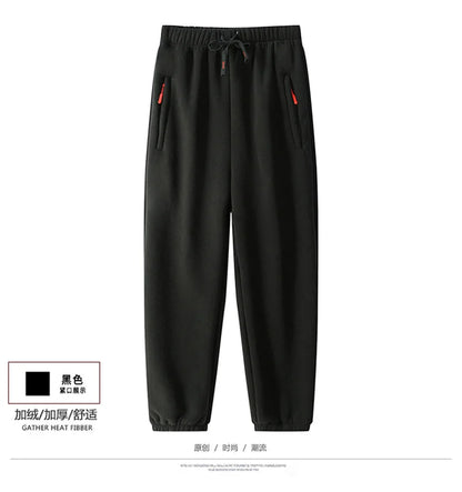 8XL Men's Down Pants Plus Size Winter Plus Velvet Thick Loose Cotton Pants Big Size Solid Color Warm Lamb Down Casual Sweatpants