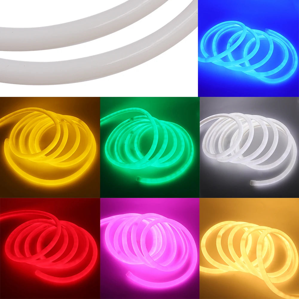 220V Neon LED Strip Light 360 Degree Round Tube Red/Green/Blue/Warm White Flexible Rope 120Leds/m Waterproof EU Plug Home Decor.