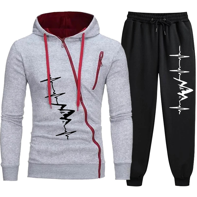 Brand Men Tracksuit 2 Pieces Men's Winter Jacket Casual Zipper Jackets Sportswear+Pants Sweatshirt Sports Suit Men Sets Clothing.