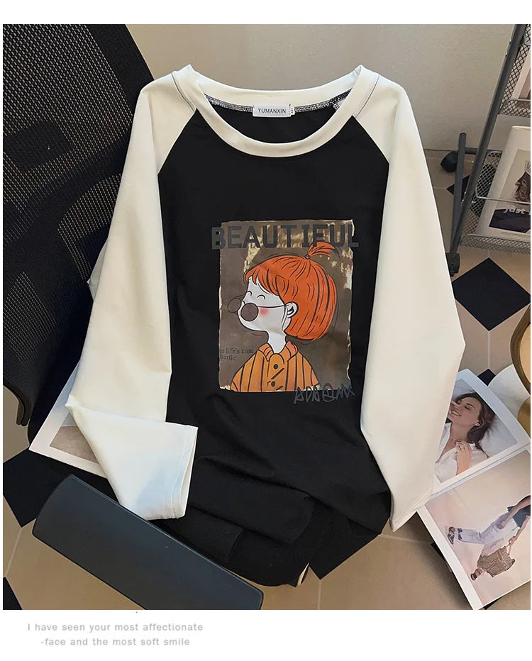 170kg Plus Size Damen Büste Herbst lässig Mode bedruckt Sweatshirt lose Langarm Top 6xl 7xl 8xl 9xl 10xl 11xl