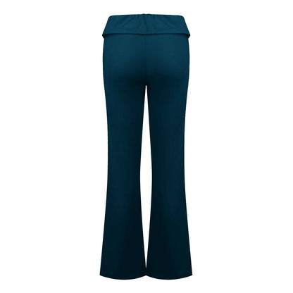 Damenmode, einfarbig, schmale Passform, schmale Reverse-Taille, niedrige Taille, elastische Taille, Schlaghose, Hose für Damen, Damenhose 2024.