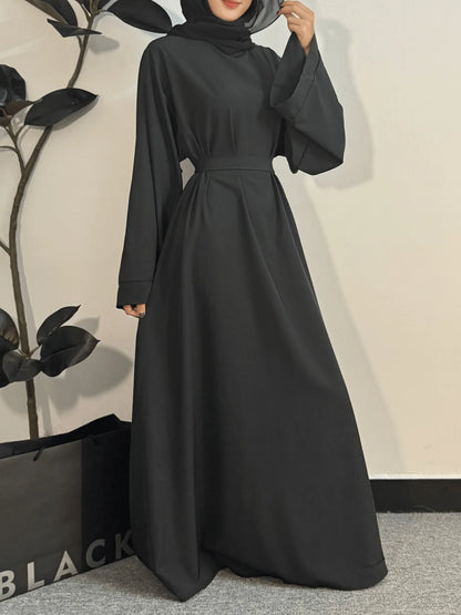 Muslim Abayas Women Kaftans Prayer Dress With Belt Full Sleeve Islamic Clothing Women Jilbabs Dubai Robe Ramadan Dresses.